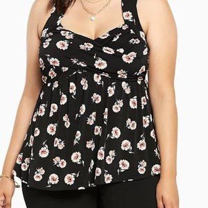 Floral Print Crisscross Babydoll Top